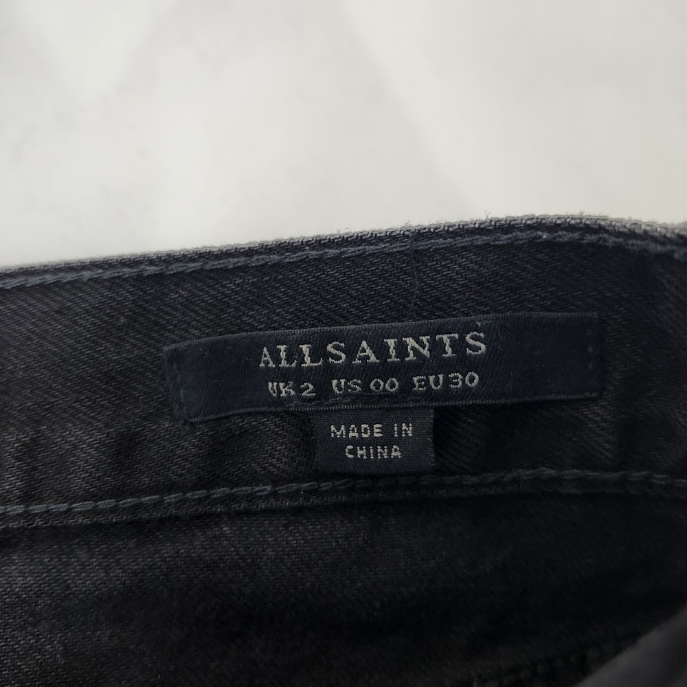 All Saints Bird Skirt Black Denim  Mini Size 00 - Picture 7 of 9